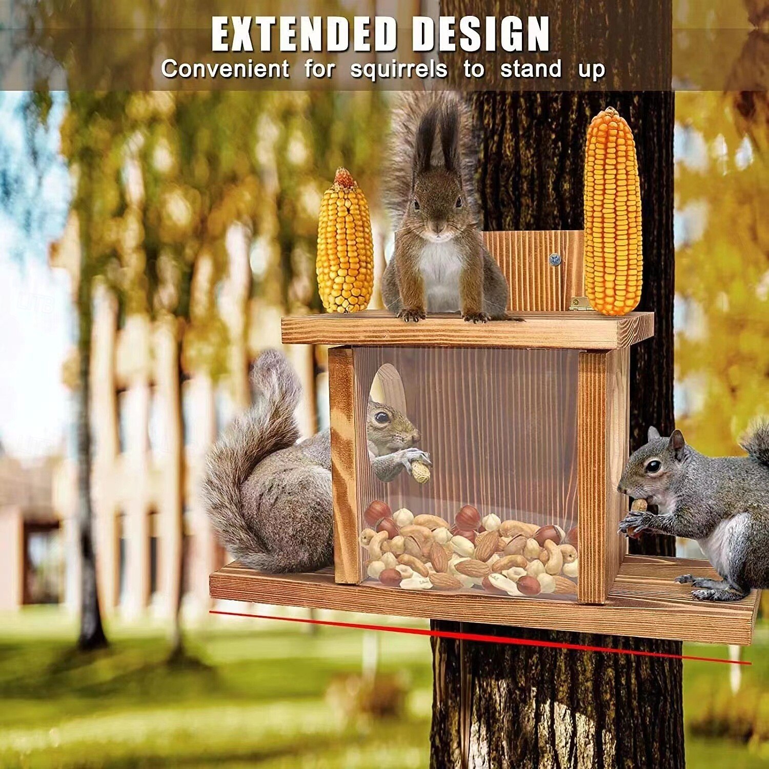 Mangeoire à écureuils, cantine à écureuils murale en bois robuste pour jardin, boîte d'alimentation pour écureuils en rondins d'extérieur résistante à l'humidité pour jardin, arbre de 2025 ? $38.99 –P7