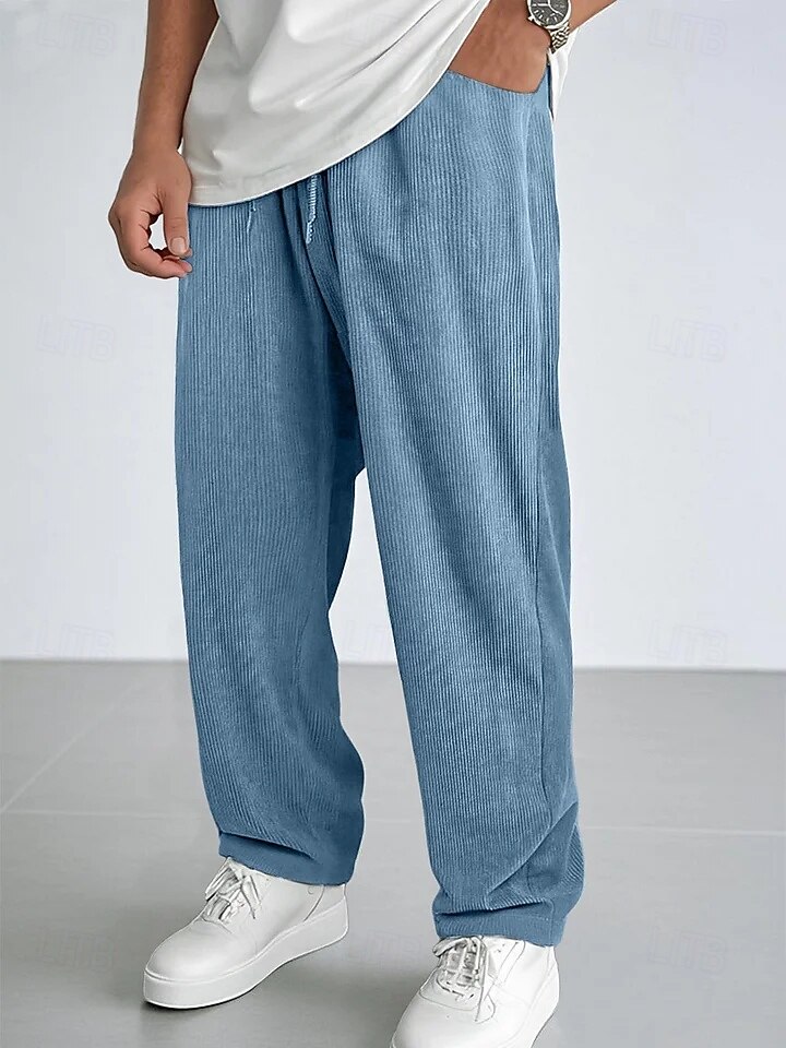 Per uomo Pantaloni da tuta Pantaloni Pantaloni in velluto a coste Pantaloni casual Coulisse Elastico in vita Gamba Dritta Tinta unica Semplice Traspirante Lunghezza intera Casuale Quotidiano Uscire del 2026 a $25.99 –P4