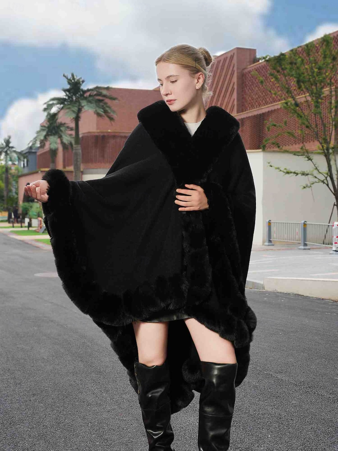 Pelssjal Elegant Hold Varm Ermeløs Flaggermusermer Polyester Bryllup Wrap Med Ren Farge Til Spesiell Leilighet Høst vinter 2025 - $142.99 –P5