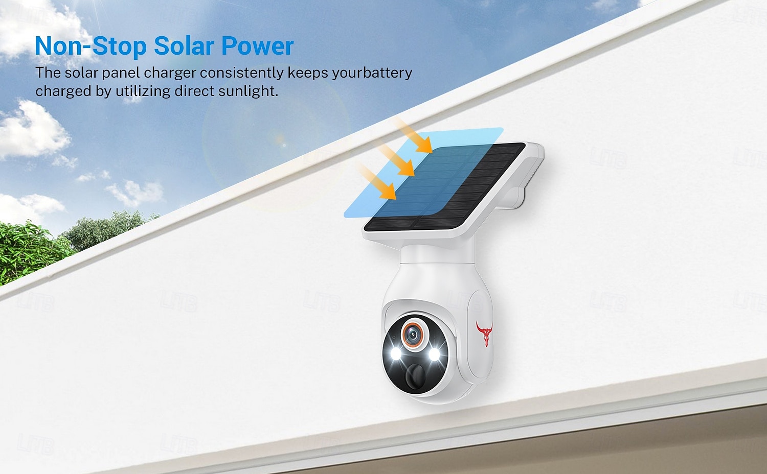 Камера видеонаблюдения с разрешением 1080p Wi-Fi, питанием от солнечной батареи, панорамированием, наклоном, искусственным интеллектом, обнаружением движения, ночным видением, двусторонней связью, 2026 - $74.99 –P2