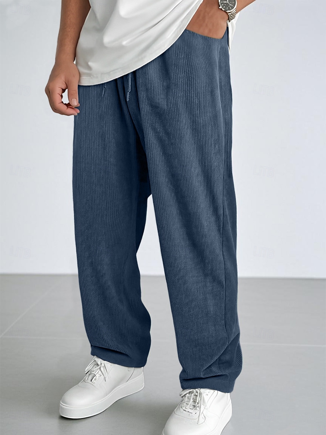 Per uomo Pantaloni da tuta Pantaloni Pantaloni in velluto a coste Pantaloni casual Coulisse Elastico in vita Gamba Dritta Tinta unica Semplice Traspirante Lunghezza intera Casuale Quotidiano Uscire del 2026 a $25.99 –P9