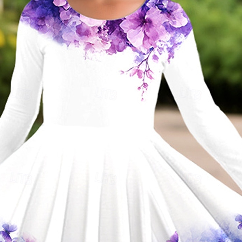 Mädchen' 3D Blumen Kleid Langarm Sommer Frühling Urlaub Täglich Ferien Prinzessin Schön Süß Kinder 4-12 Jahre Freizeitkleid A Linie Kleid Knielang Normale Passform 2026 - MXN $309.36 –P2