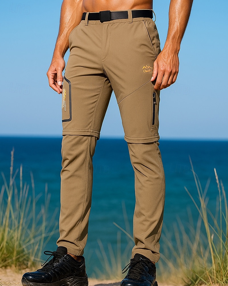 Муж. Брюки-трансформеры Штаны для туризма и прогулок Штаны софтшелл Весна Осень На открытом воздухе Стандартный Водонепроницаемость С защитой от ветра Нижняя часть Карман Темно-серый Черный 2026 - $39.99 –P1