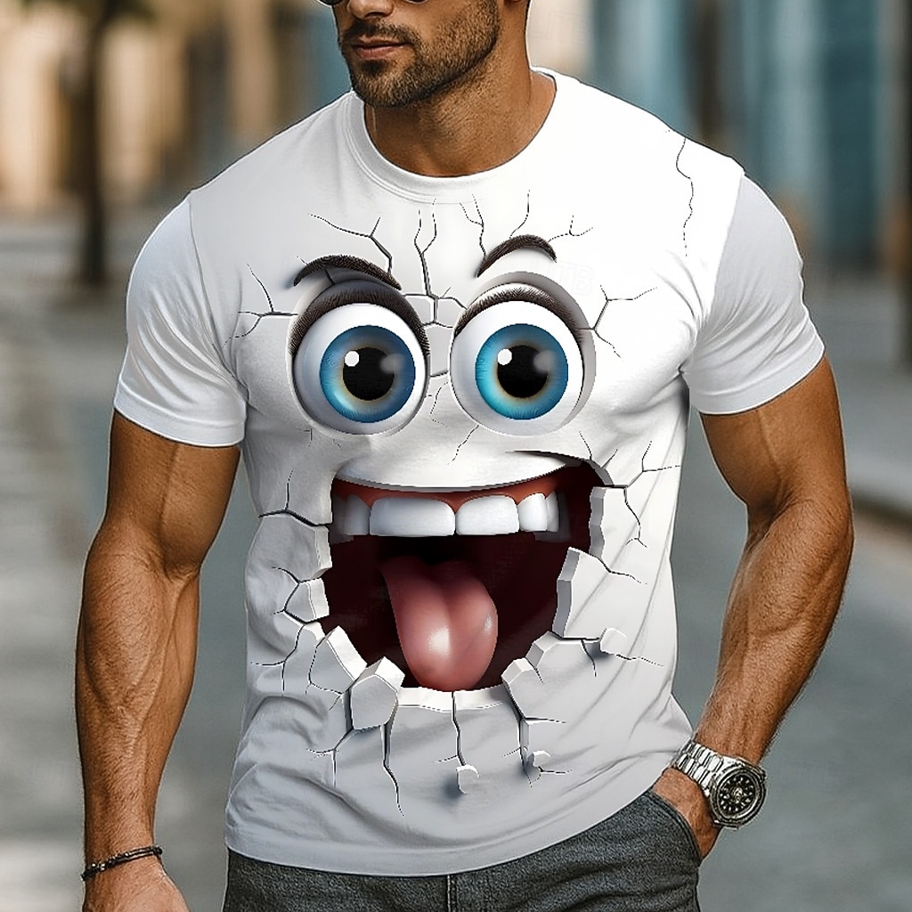 Per uomo Illusione ottica 3D Emote divertenti Maglietta Manica Corta maglietta Stampa 3D Girocollo Camicia Esagerato Designer Feste Quotidiano Ferie Bianco Viola Estate Primavera Tutte le stagioni del 2026 a $19.49 –P1
