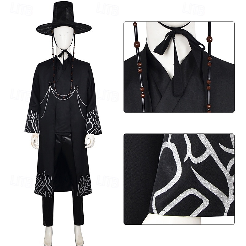 Kpop demonjägare demonpojkegrupp sajapojkar jinu saja-kostym hanbok-maskerad koreansk traditionell virtuell idolfilm cosplay för pojkars barns halloween-karnevalföreställning comic con 2025 - $98.99 –P2