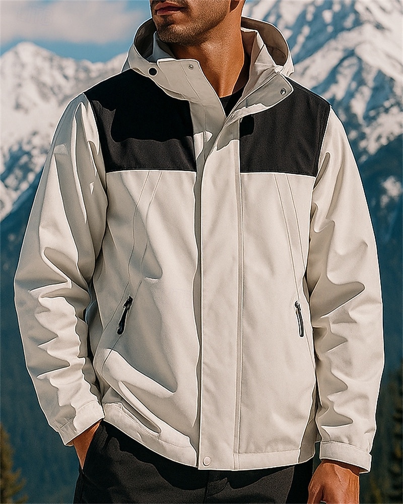 Men's Softshell Jacket Hiking Jacket Hardshell Jacket Outdoor Waterproof Windproof Hiking Outfits Hiking Clothes Spring Autumn / Fall Jacket Hunting Climbing Running Patchwork Black Ivory Army Green 2025 - $25.99 –P1