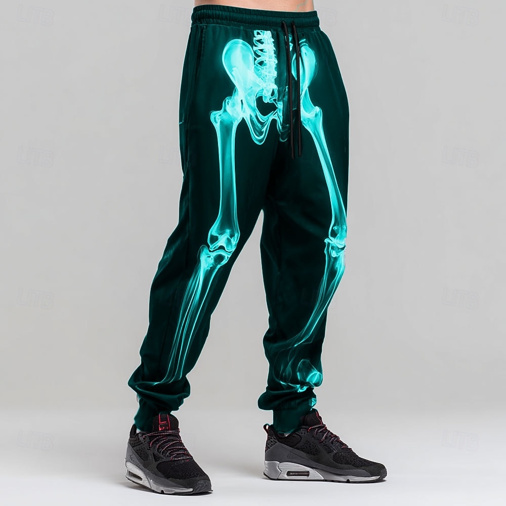 Halloween Homens Esqueleto Trajes da Noite das Bruxas Calças Esportivas Corredor Calças Cintura Média Cintura elástica com cordão Estilo gótico escuro Feriado Streetwear Calça de moletom esportiva de 2025 por $22.99 –P4