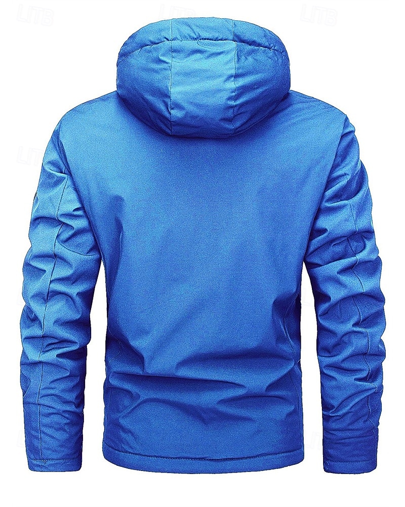 Herr Utomhusjacka Regnrock Hoodiejacka Vandringsjacka Semester Dagligen Vattentät Vindtät Ficka Vår Höst Slät Mode Klassisk Huva Normal Svart Rubinrött Marinblå Kungsblå Jacka 2026 - $37.99 –P2