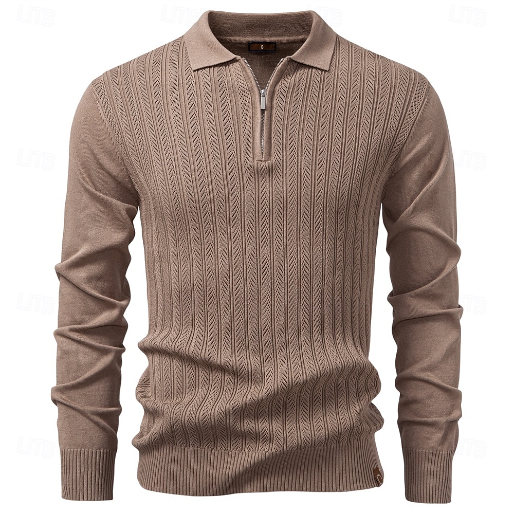 בגדי ריקוד גברים סוודר סוודר לִסְרוֹג חולצות רגילות סרוג כפתורים צבע אחיד צווארון מתקפל וינטאג' יום יומי בית הספר בית ביגוד אביב סתיו שחור חאקי S M L 2026 - $35.99 –P17