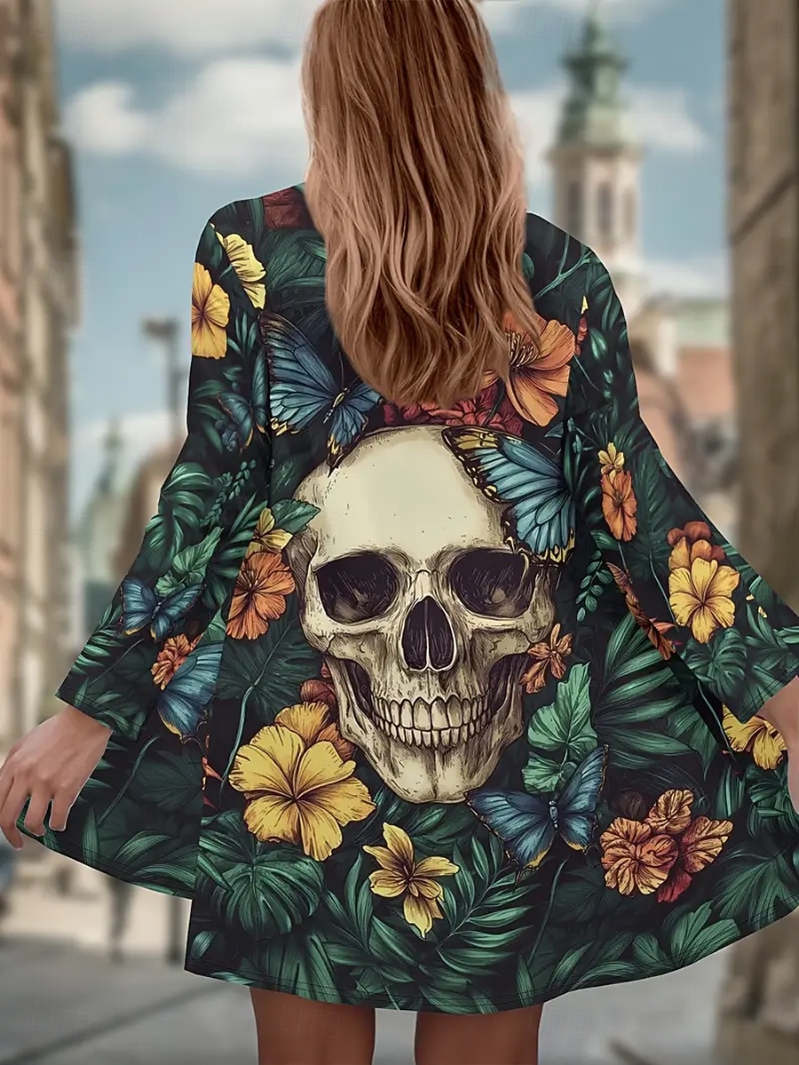 Femmes Manteau d'Hiver Trench Léger Confortable Imprimé Front ouvert ancien Mode Occasionnel Fleuri Vacances Occasionnel Long Sans Col Coupe Ample manche longue Vêtements d'extérieur Noir Vert de 2025 ? CAD $30.99 –P1