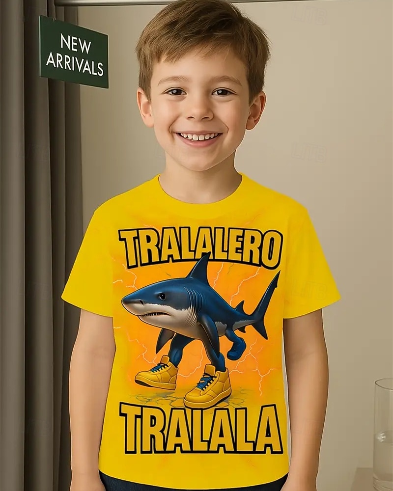 T-shirt graphique pour garçon Tralalero Tralala Shark - T-shirt d'été décontracté violet vif avec requin imprimé en 3D &Baskets design respirant col rond manches courtes haut pour un usage quotidien de 2025 ? $11.99 –P12