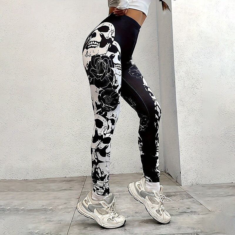 Damskie Spodnie sportowe Legginsy do jogi Wyszczuplenie brzucha Wysoka talia Obuwie sportowe Pilates Bieganie Doły Nadruk Czarny Jesień Sport Odzież sportowa 2026 - $15.49 –P5