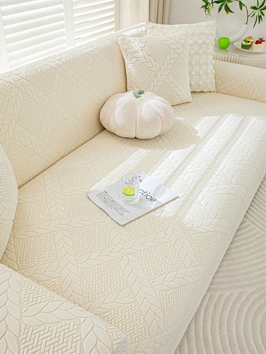 Copridivano in velluto jacquard con linea geometrica, 1 pezzo, copridivano elastico in stile semplice, adatto agli animali domestici, antiscivolo, antipolvere, lavabile in lavatrice, protezione per del 2025 a $30.99 –P11