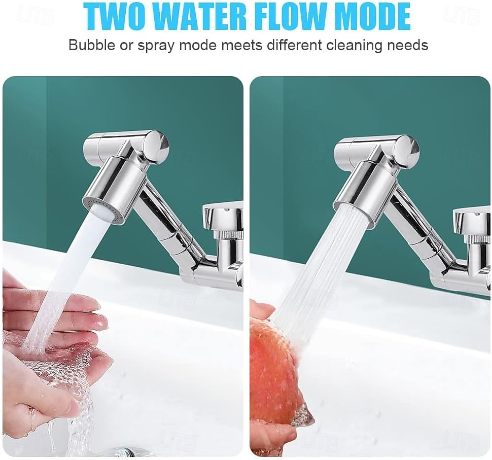 1440° drehbare Strahlreglerverlängerung aus massivem Messing, 2 Strahlarten, spritzwassergeschützter, schwenkbarer Wasserhahnanschluss für Badezimmerwaschbecken 2026 - $19.99 –P6
