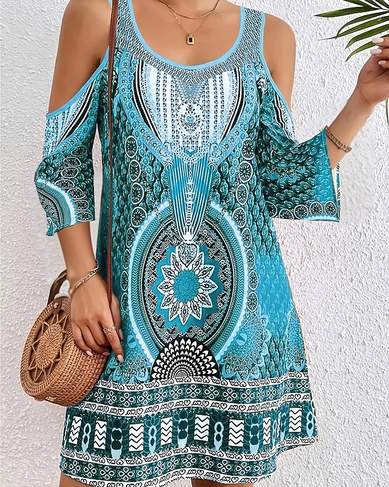 Femmes Robe Midi Robe bohème Classique Moderne Vacances Fête Sortir Coupe régulière Fleur Sans manches Col ras du cou Bleu Violet Marron Vert Automne de 2025 ? $19.99 –P10