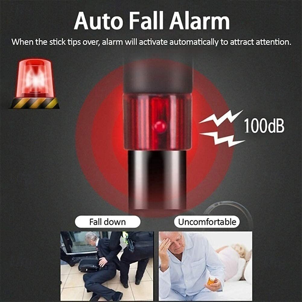 Bengala portátil multifuncional com altura ajustável e tocador de música mp3, rádio LED para ouvir, função de alarme automático interessante de 2025 por $46.99 –P4