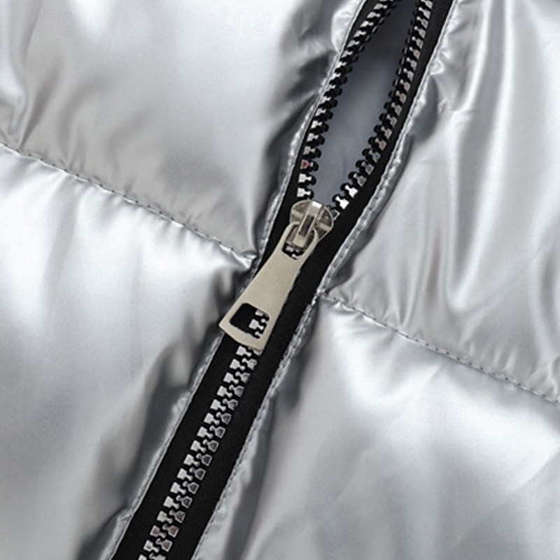 Per uomo Gilet imbottito Gilet Vacanza Quotidiano Data Moda Casual Autunno & Inverno Tasca Nylon Caldo Confortevole Tinta unica Cerniera Con Cappuccio Vestibilità regolare Argento Nero Rosso Argento del 2026 a $34.99 –P7