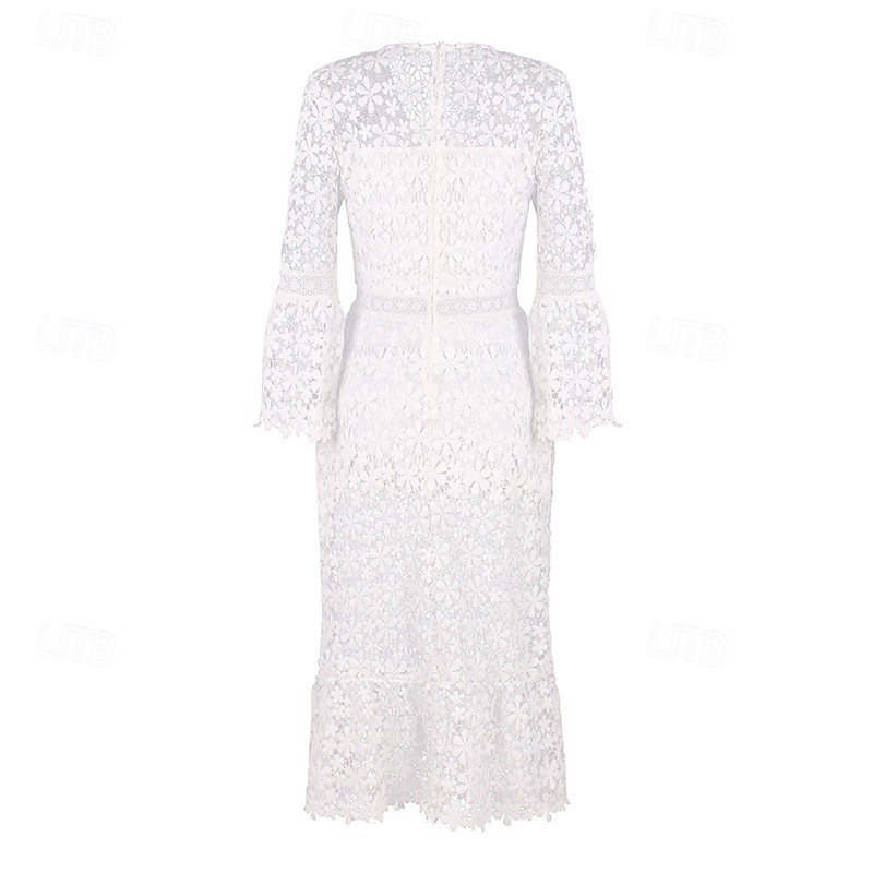 Damen Langes Kleid Maxikleid Spitzenkleid Freizeitkleid Sommerkleid Mode Modern Täglich Strand Wochenende Normale Passform Einfach Langarm V Ausschnitt Weiß Gelb Rosa Blau Sommer Frühling 2025 - $34.99 –P8