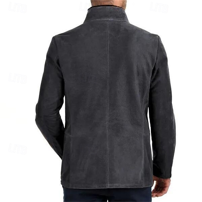 Per uomo Giacca in finta pelle scamosciata Giacca Casual Vacanza Quotidiano Caldo Tasca Autunno Inverno Semplice Moda Classico Collo alla coreana Regolare Cachi Grigio Giacca del 2025 a $62.99 –P4