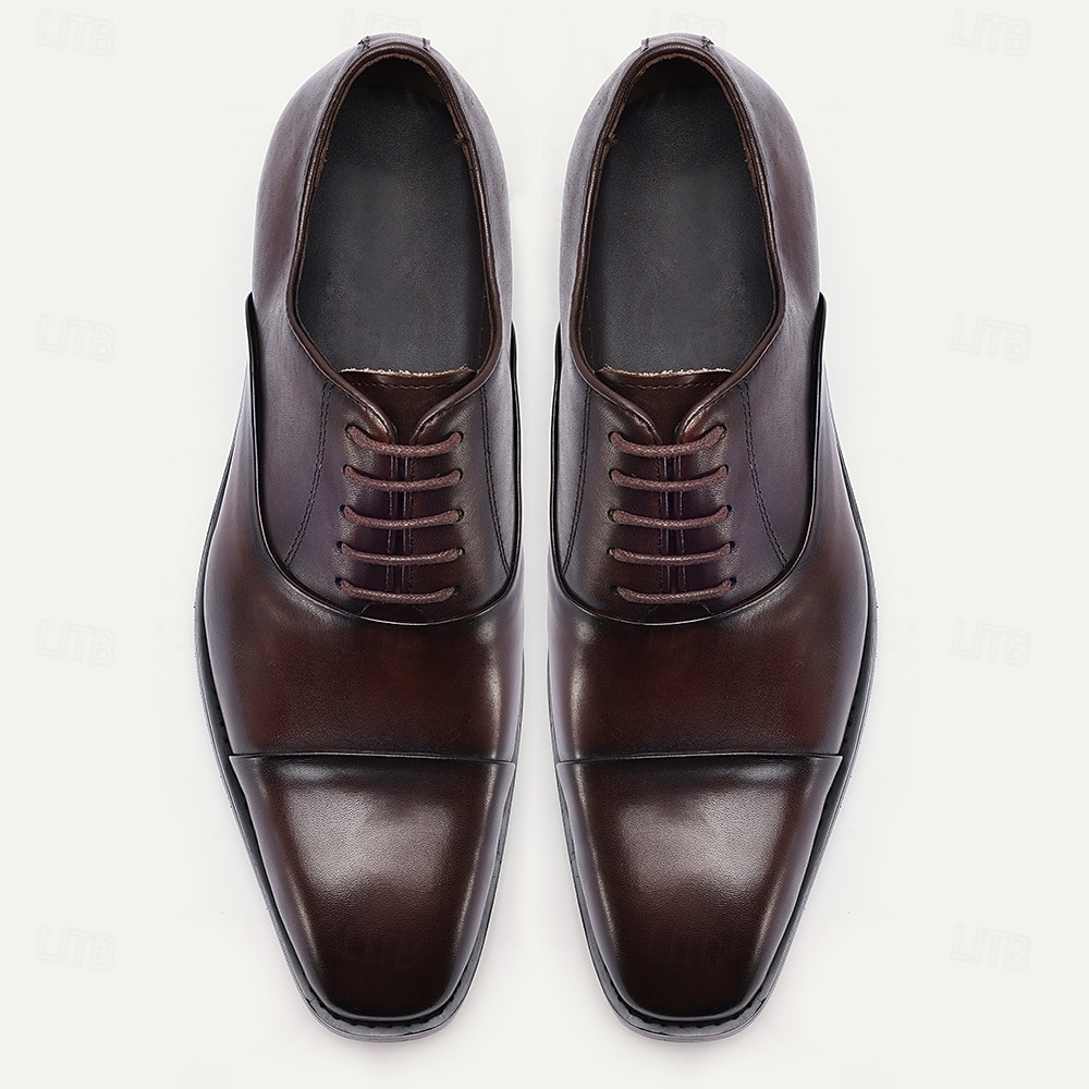Men's Brown Leather Oxford Dress Shoes – Classic Lace-Up Business Formal Shoes for Office, Weddings and Parties 2026 - $99.99 –P4