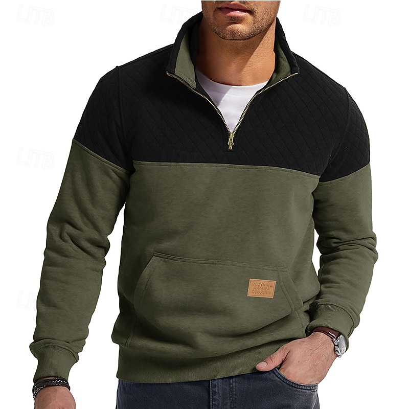 Per uomo Maglia Felpa con zip corta Vino Verde militare Blu Reale Marrone Cachi Mezza zip Blocco di colori Semplice Mezza cerniera Sport & Outdoor Quotidiano Ferie Vintage Streetwear Casual Autunno del 2026 a $35.99 –P7