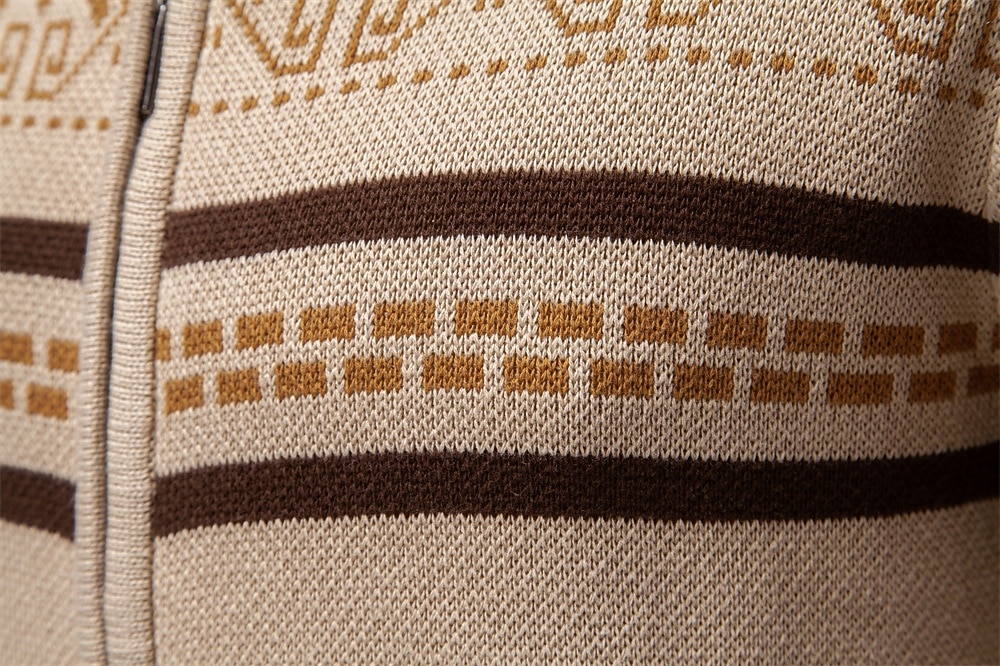 Męskie Sweter Rozpinany Sweter Fair Isle Robić na drutach Zwykłe topy Zapiąć na zamek błyskawiczny Geometryczny Golf Święta Sweter rozpinany Urlop Codzienny Odzież Wiosna Jesień Granatowy Khaki S M L 2025 - $50.99 –P21