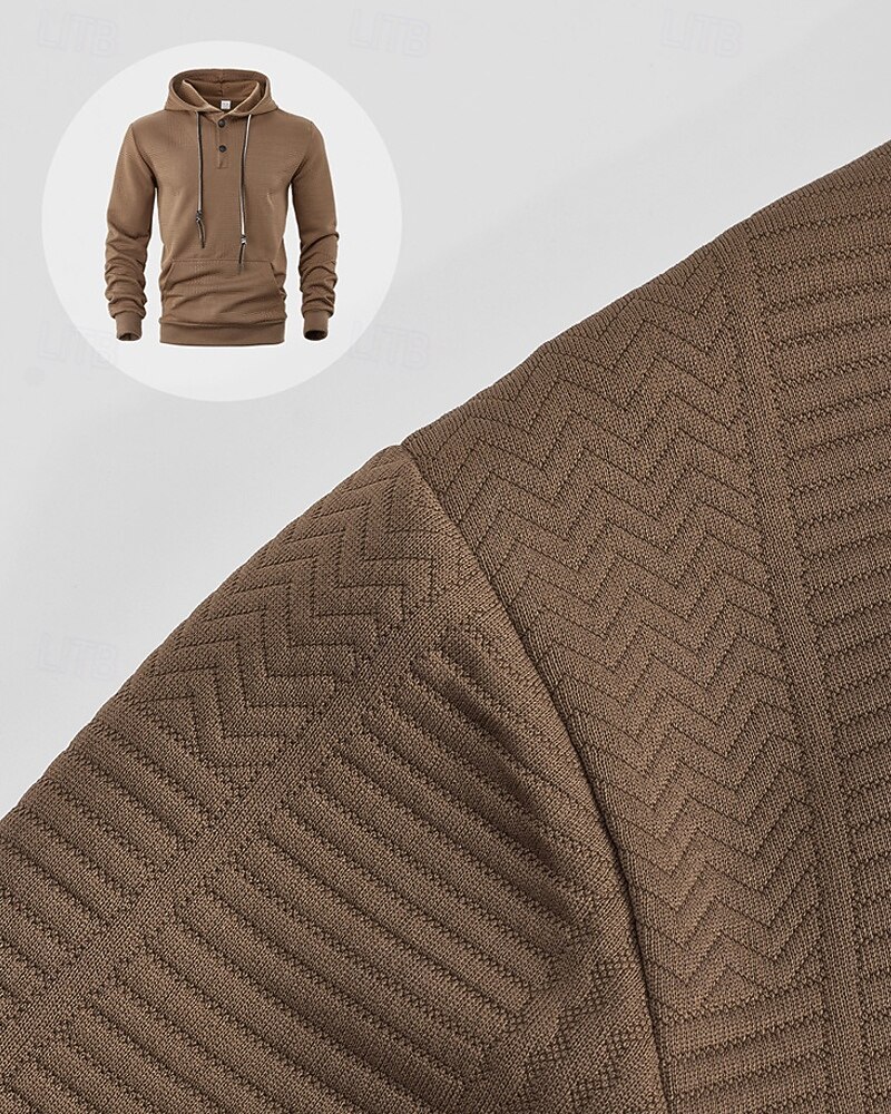 Homens Moletom Moletom com capuz Preto Branco Amarelo Azul Marinha Café Com Capuz Tecido Jacquard Com Cordão Bolsos Estriado Desportos e Ar livre Diário Feriado Poliéster Roupa de rua Básico Casual de 2025 por $23.99 –P7