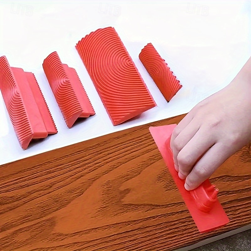 Кисть-валик с резиновой текстурой и эффектом древесного зерна - 1 шт. художественные обои &инструмент для финишной обработки краски при печати краской, черчении 2026 - $10.49 –P2