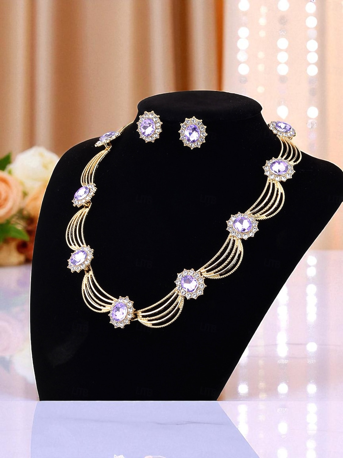 Conjunto de joias femininas para festa Gatsby - colar e brincos de cristal verde banhados a ouro com estilo art déco vintage dos anos 1920 para fantasias retrô e eventos noturnos de 2026 por $11.99 –P4