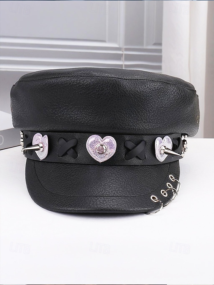 Femmes Beret Tissu en polyester faux cuir Punk ancien Style Gothique Automne Hiver Toutes saisons de 2025 ? $18.99 –P6