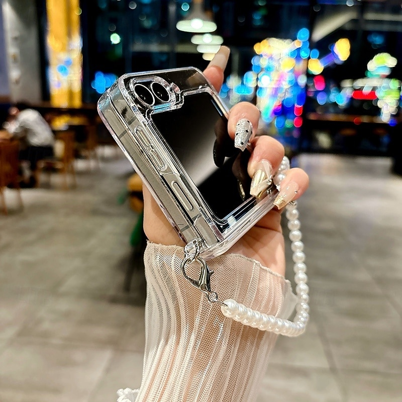 2025年 電話 ケース 用途 サムスンのギャラクシー Zフリップ7 Zフリップ6 Z Flip 5 バックカバー ストラップ付き ワイヤレス充電をサポート 耐衝撃 レトロ風 PC  コレクション – $10.99 –P5