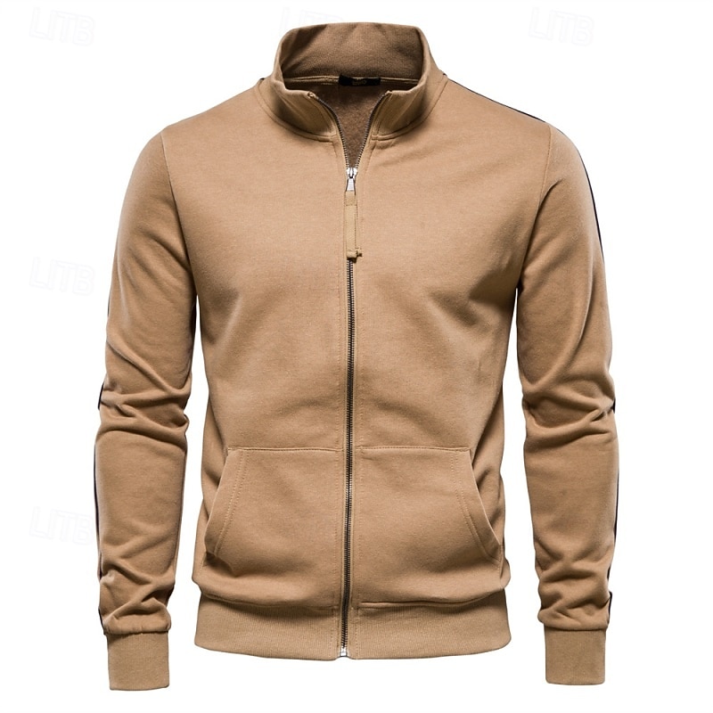 Hombre Sudadera Sudadera con cremallera completa Negro Azul Marino Caqui Gris Claro Gris Oscuro Cuello Alto Plano Retazos Deporte Casual Diario Ropa de calle Fresco Ropa deportiva Primavera & Otoño 2026 - $34.99 –P1