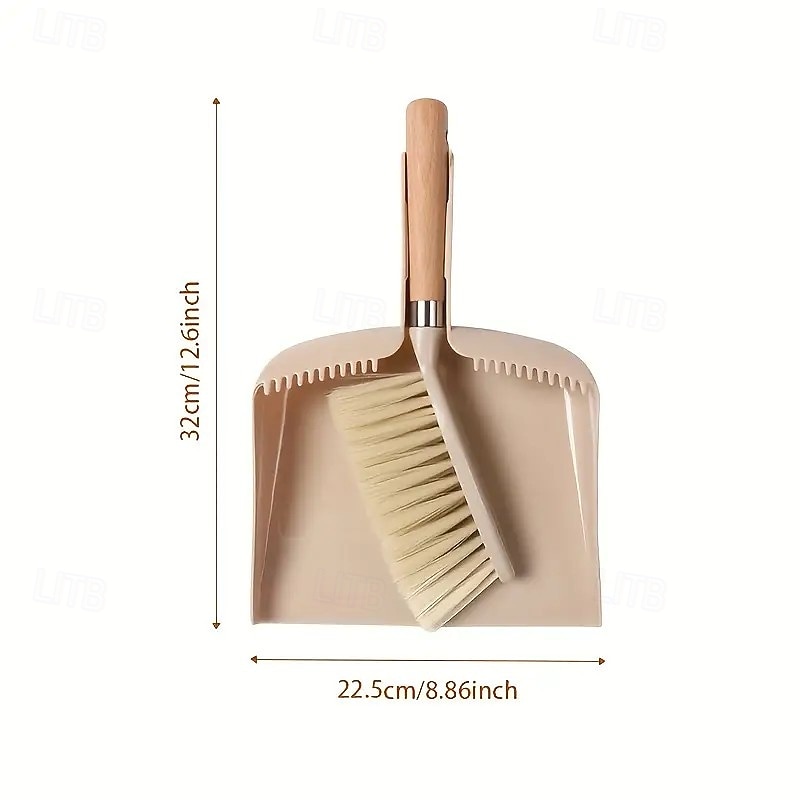 set scopa e paletta con manico in legno, kit di pulizia compatto per divani, tavoli e piccoli spazi del 2025 a $15.99 –P5