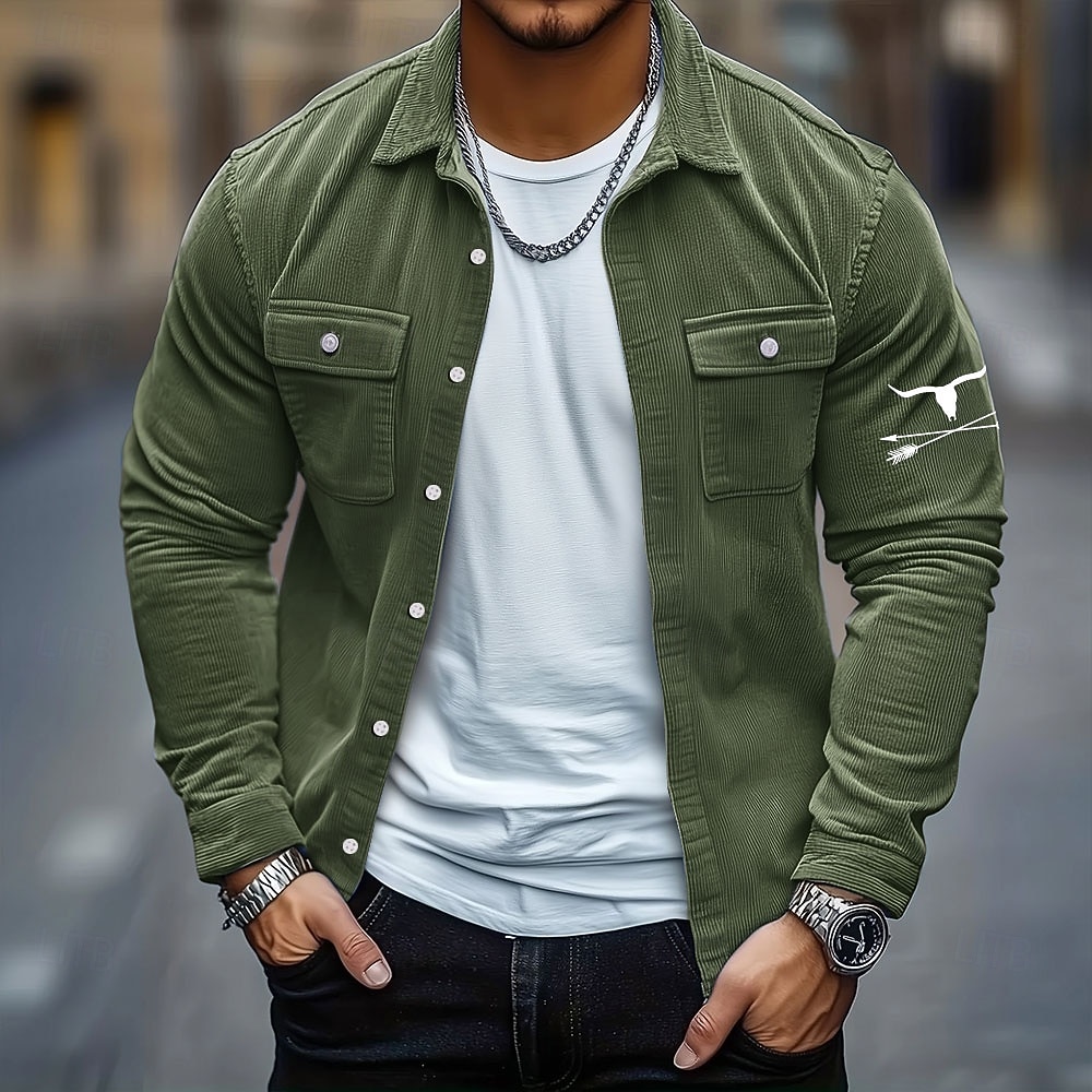 Ανδρικά Εκτύπωση αγελάδας Κοτλέ πουκάμισο Μπουφάν πουκάμισο Παντελόνι Μακρυμάνικο Vintage ρετρό ΕΞΩΤΕΡΙΚΟΥ ΧΩΡΟΥ Καθημερινή Ένδυση Φθινόπωρο Χειμώνας Απορρίπτω 2026 - $31.99 –P4