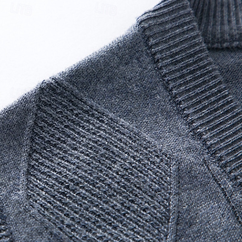 Herren Pullover Kleid Pullover Strickjacke Strickpullover Gerippt Stricken Normale Oberteile Gestrickt Gerippt Einfach V Ausschnitt Mode Schals Geschäft Lässig Bekleidung Frühling Herbst Marineblau 2025 - $41.99 –P7