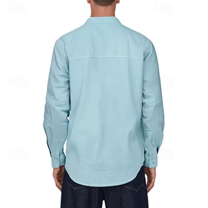 Per uomo Camicia Camicia Estiva Camicia casual Camicia da Spiaggia Camicia con Bottoni Nero Bianco Kaki Azzurro Manica Lunga A righe Colletto alla coreana Vacanza Camicia hawaiana Abbigliamento del 2025 a $28.99 –P9