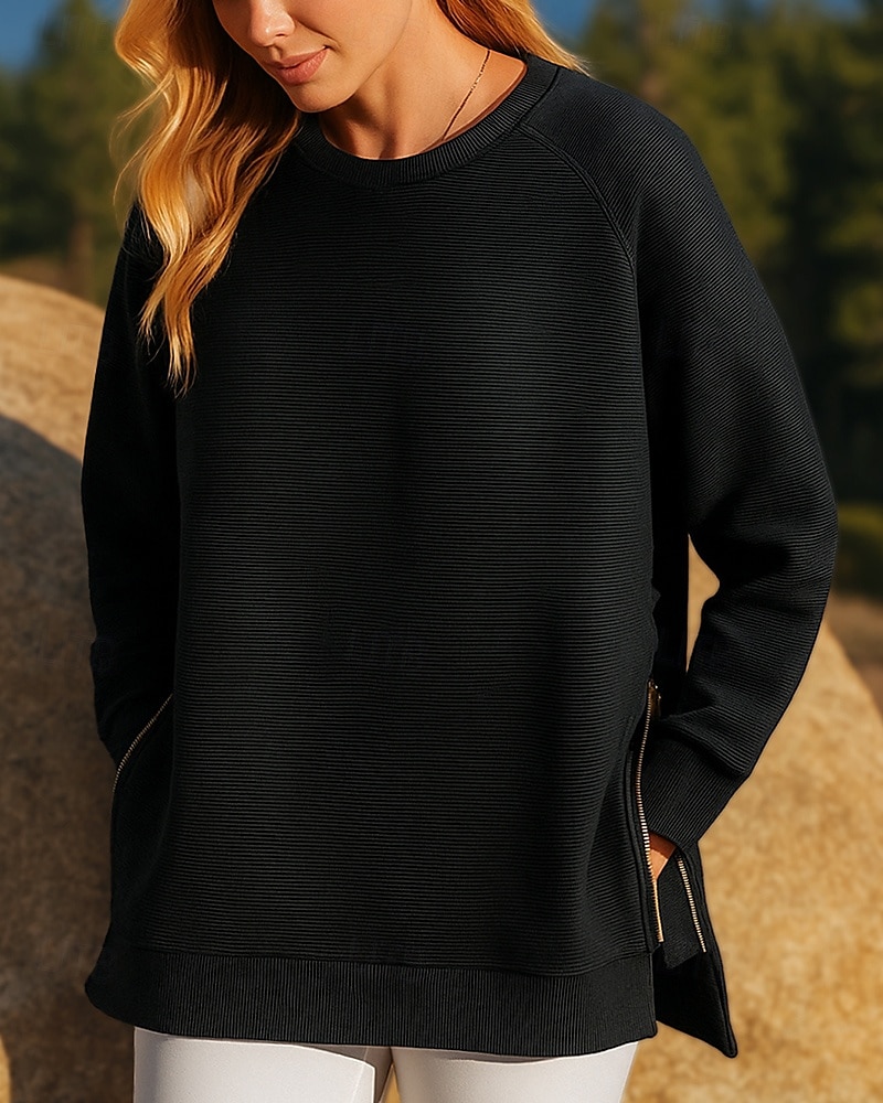 Dam Tröja med pullover Casual Toppar Dragkedja Långärmad Överdelar Fritids- Höst Solid färg Andningsfunktion Träna Utomhus Träning Sportkläder Sportkläder Svart Vit Vinröd 2025 - $21.99 –P3