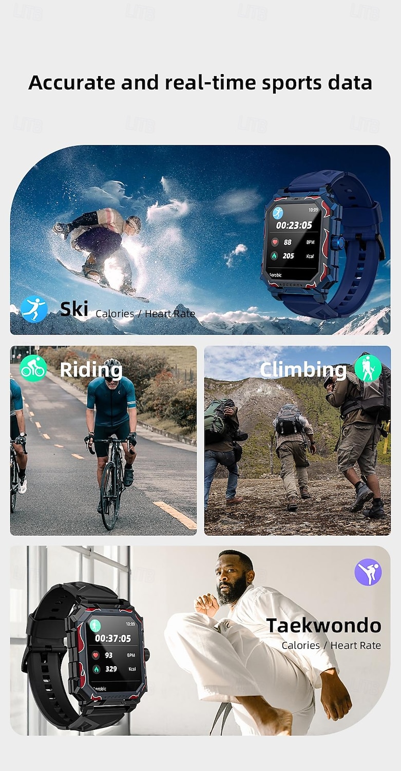 LOKMAT OCEAN MAX Slimme horloge 1.96 inch(es) Smart horloge Bluetooth Stappenteller Gespreksherinnering Activiteitentracker Compatibel met: Android iOS Dames Heren Lange stand-by Handsfree bellen 2025 - $45.99 –P16