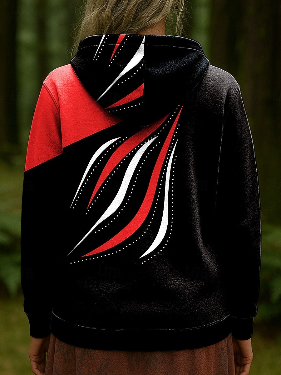 Damen Kapuzenpullover Grafik Geometrisch Abstrakt Lässig Langarm Mit Kapuze Normale Oberteile Party-Abendmode Straße Alltagskleidung Rote Blau Purpur Orange Grün Frühling Herbst Winter 2025 - $27.99 –P2