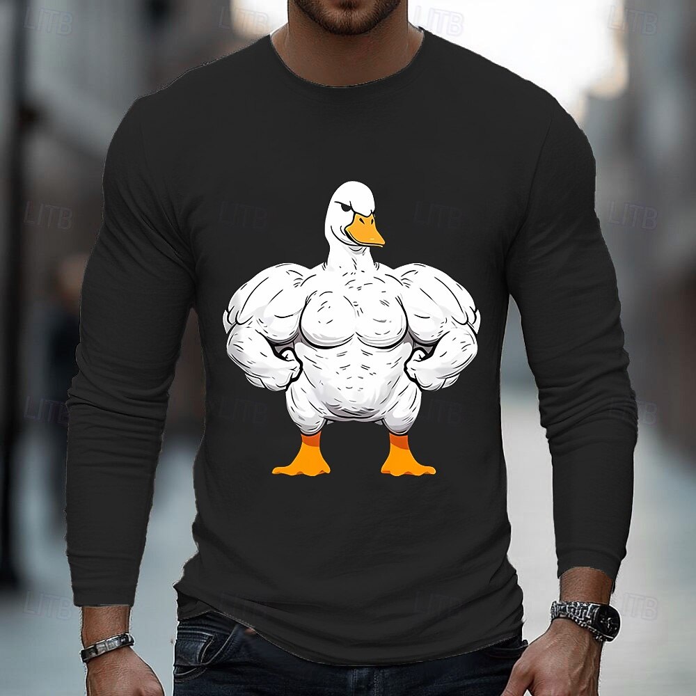 Férfi Vicces Liba Póló Hosszú ujj póló 3D nyomtatás Terített nyak Ing Divat Napi Utca Hétköznapi Napi Fekete Medence Barna Nyár Tavasz Ruházat S M L XL XXL XXXL 2025 - $19.99 –P4