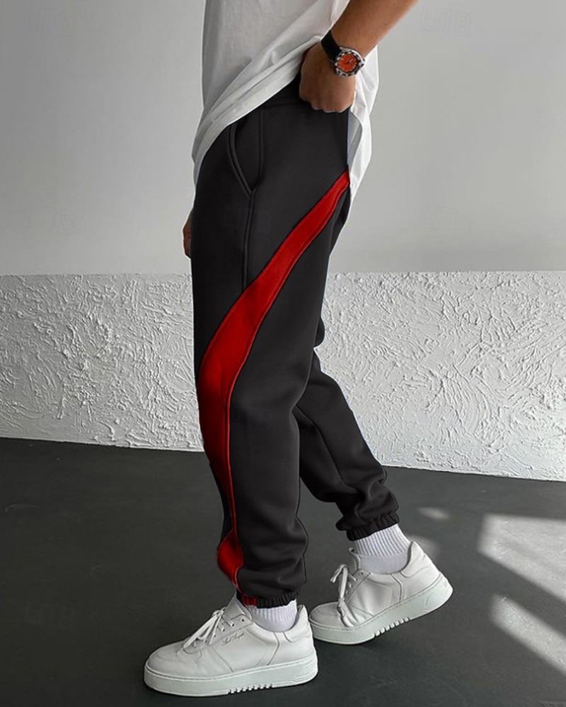 Pánské Tepláky Běžec Kalhoty Šňůrky Kapsy Elastický pas Barevné bloky Pohodlné Outdoorové sporty Denní Módní Na běžné nošení Černočervená Bílá  / modrá Lehce elastické 2025 - $29.99 –P13
