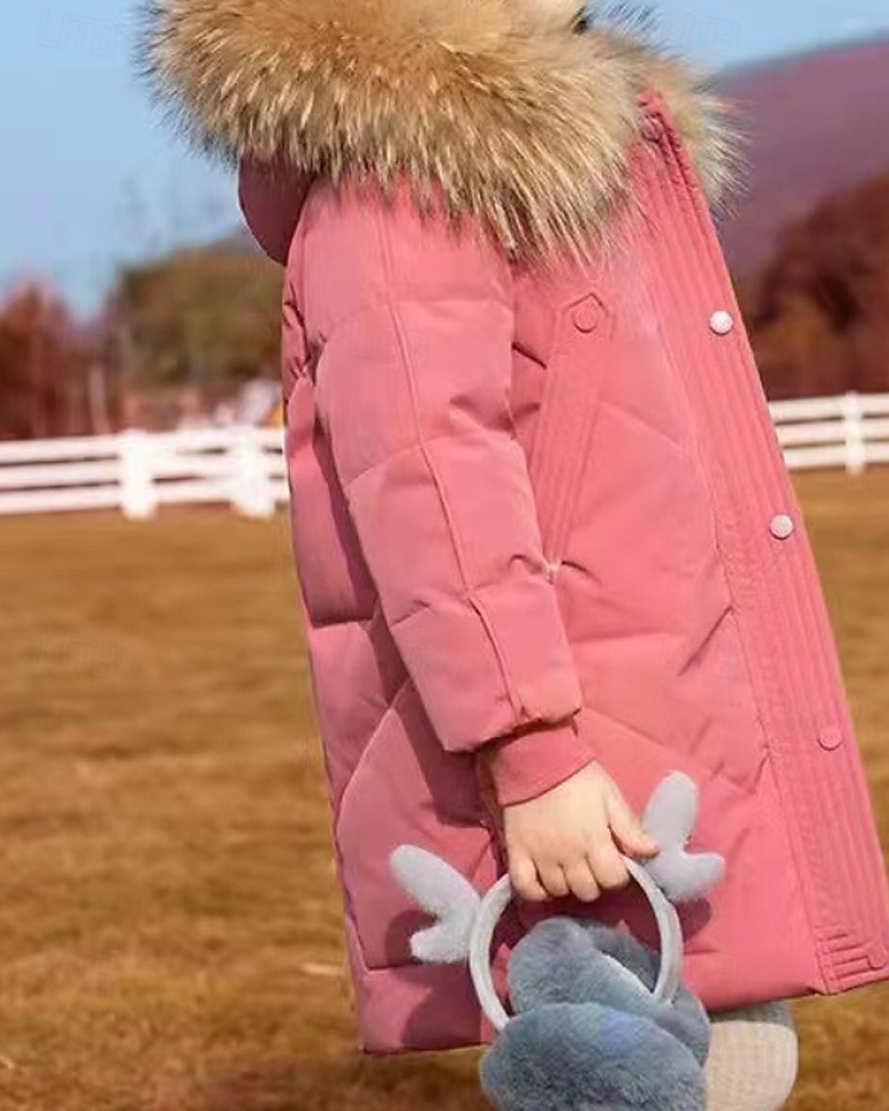 Copii Fete Jos Culoare solidă Modă Γούνινος Γιακάς Fermoar Buzunar Școală Palton Îmbrăcăminte exterioară 4-12 ani Iarnă Negru Roz Îmbujorat Roșu-aprins 2025 - $35.99 –P3