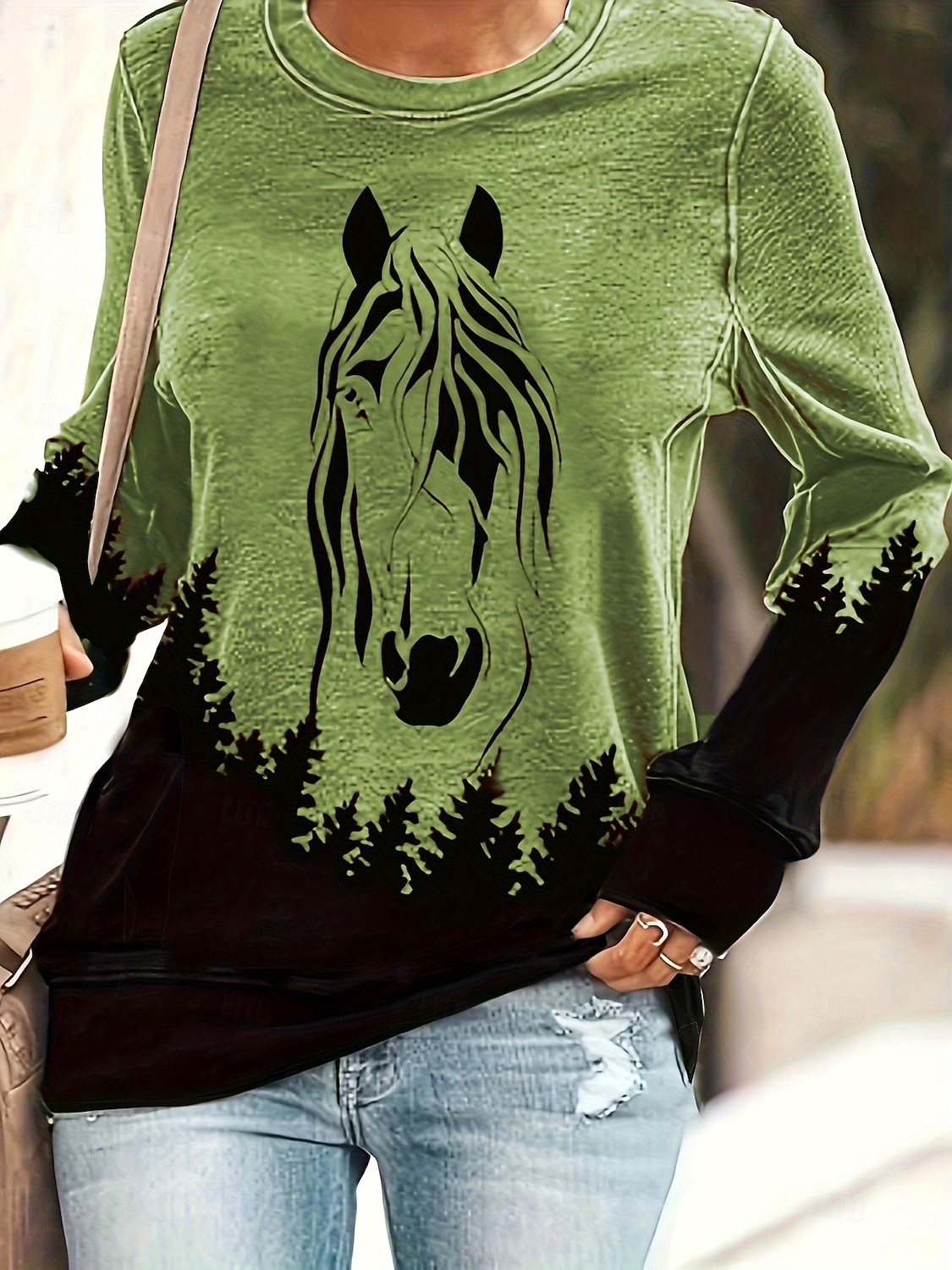 Per donna Felpa Pullover Grafico Animale Casual Manica Lunga Girocollo Top Regolari Streetwear Casuale Ferie Stampato Bianco Rosa Blu Marrone Verde Primavera Autunno Inverno del 2025 a $26.99 –P4