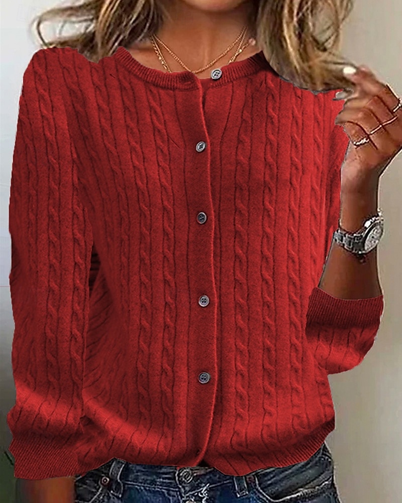 Femmes Pull Cardigan Mode Streetwear Quotidien Couleur Unie Côtelé Ouvert devant Tricoté manche longue Hauts Réguliers Tricoter Fête Sortir Week-end Noir Vin Automne Hiver de 2025 ? $25.99 –P1