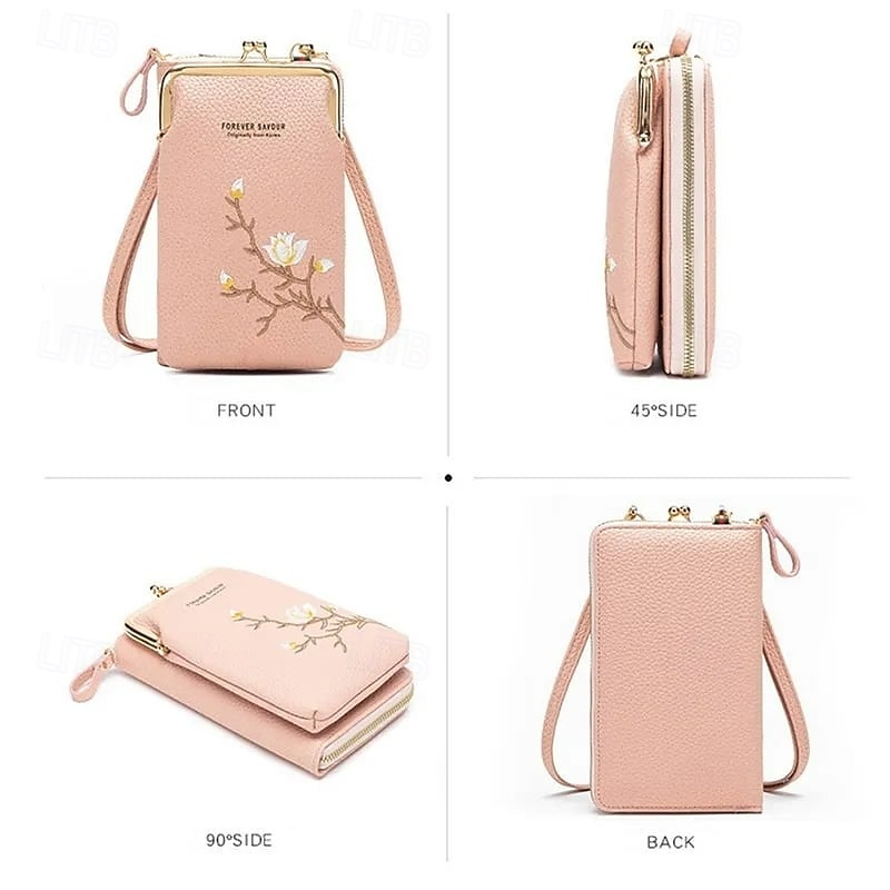 Portafoglio a tracolla da donna con porta cellulare, elegante mini borsa a tracolla ricamata, borsa da donna multifunzionale, piccola borsa a tracolla alla moda casual per l'uso quotidiano del 2025 a $17.49 –P7