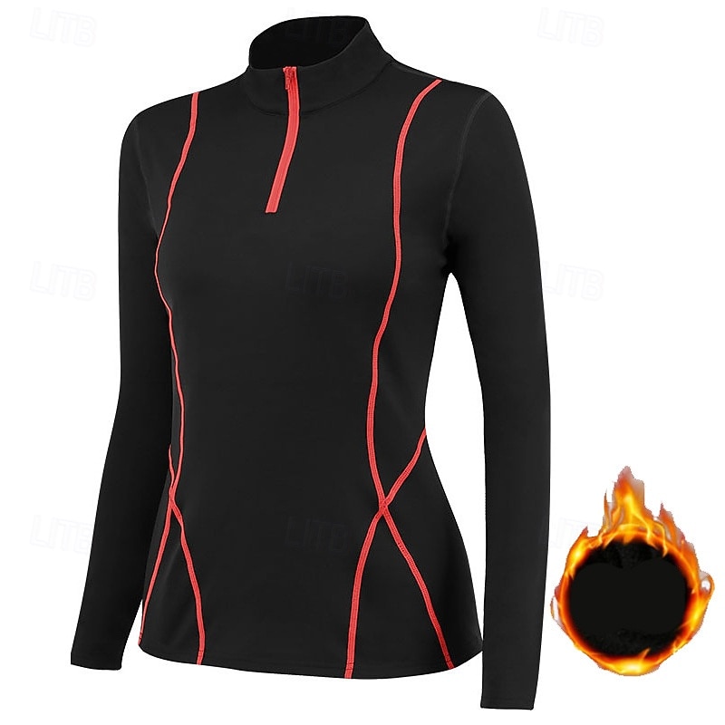 Women's Fleece Workout Shirt Yoga Top Stand Collar Warm Quarter Zipper Long Sleeve Sports Solid Color Top For Gym Athletic Sports Activewear 2025 - $23.99 –P5