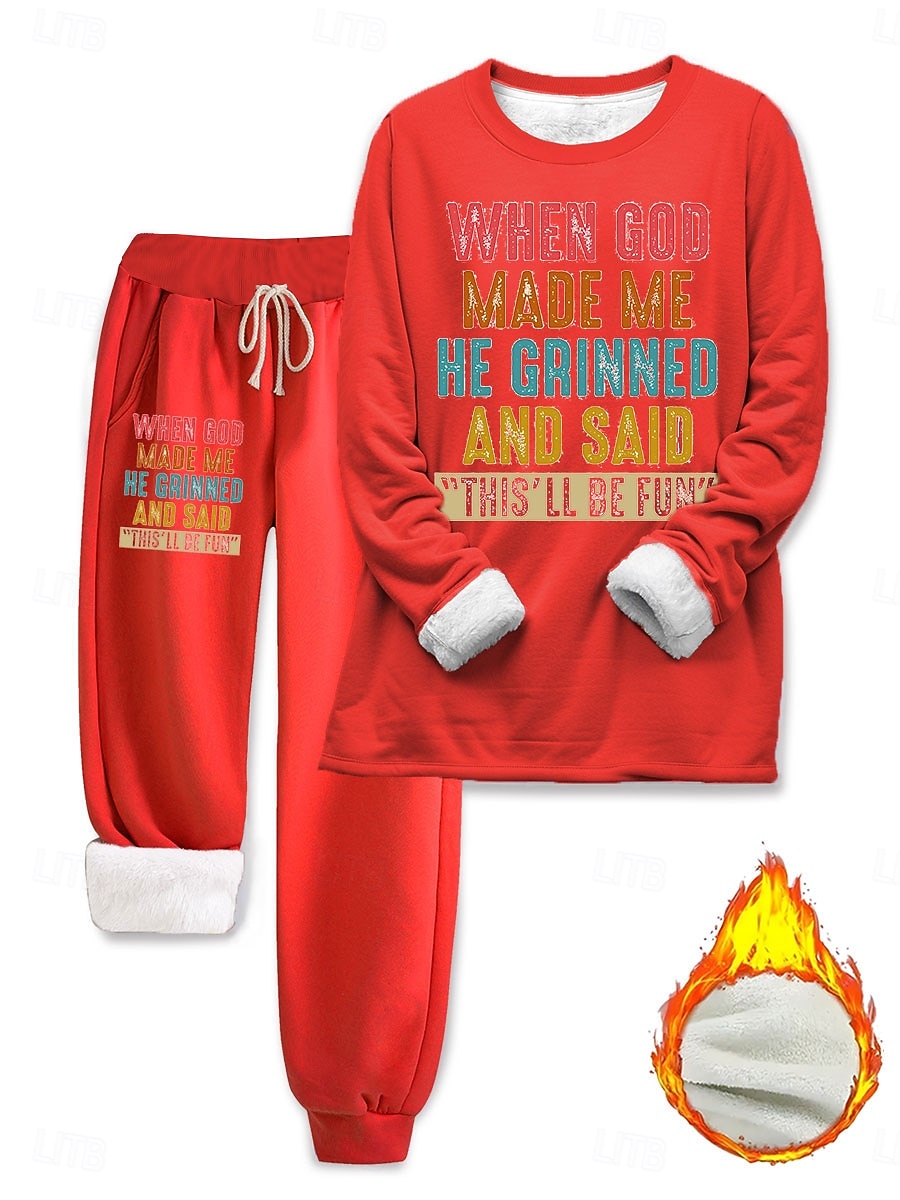 Femmes Élégant Chaud Mode Ensembles deux pièces Survêtement Ensembles de Pantalons manche longue Manche Évêque Col ras du cou Graphique Lettre Imprimé Extérieur Vacances Quotidien Noir Rose Claire de 2025 ? $44.99 –P9