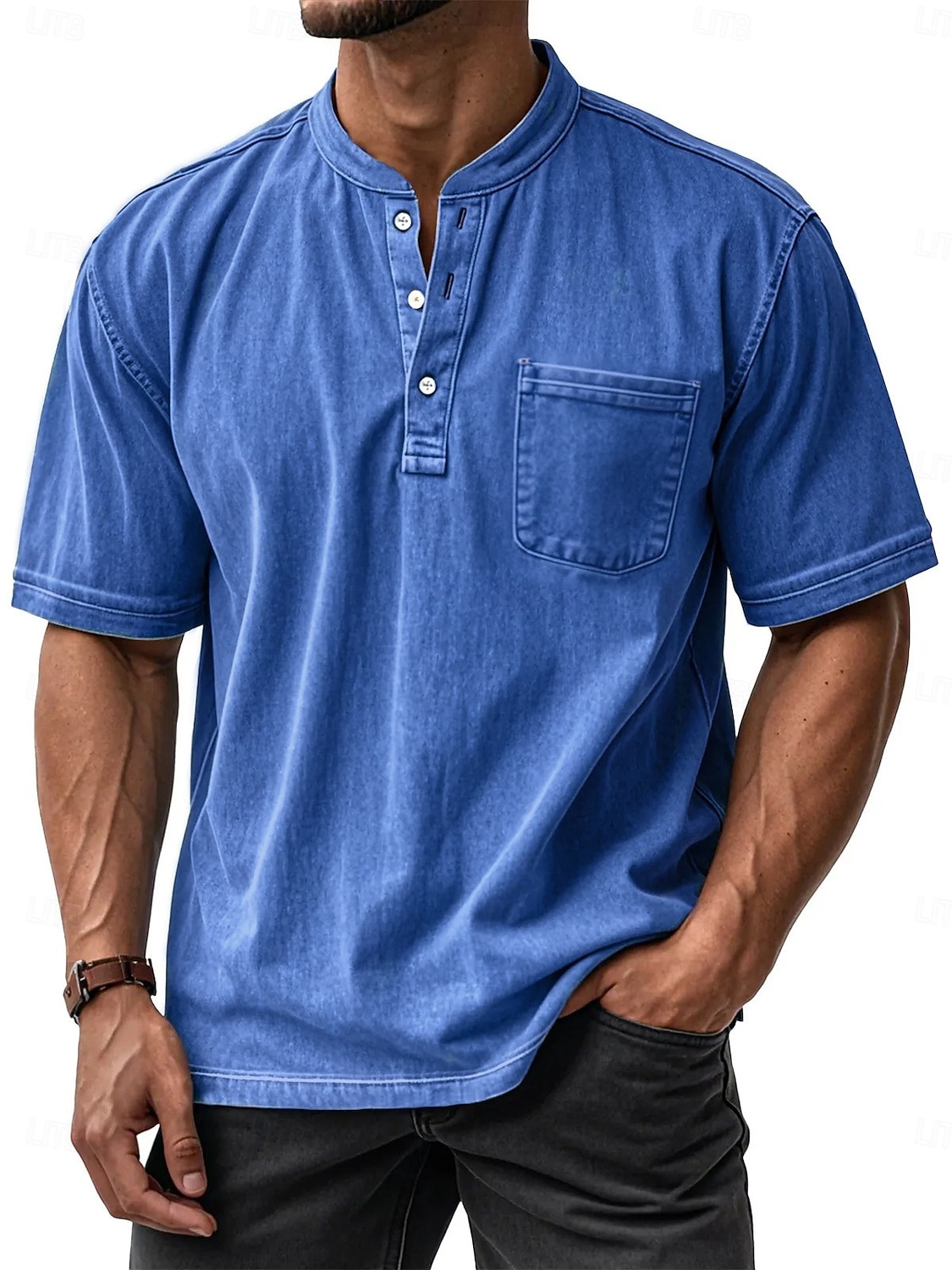 Bărbați Cămașă Henley Tricouri Tee Top Manșon scurt Henley Toamnă Iarnă Retro Modă Designer Nostalgic Modă Epocă Vacanță Stradă Ieșire Bleumarin Negru Verde Deschis Top tricou pentru bărbați 2025 - $38.99 –P2