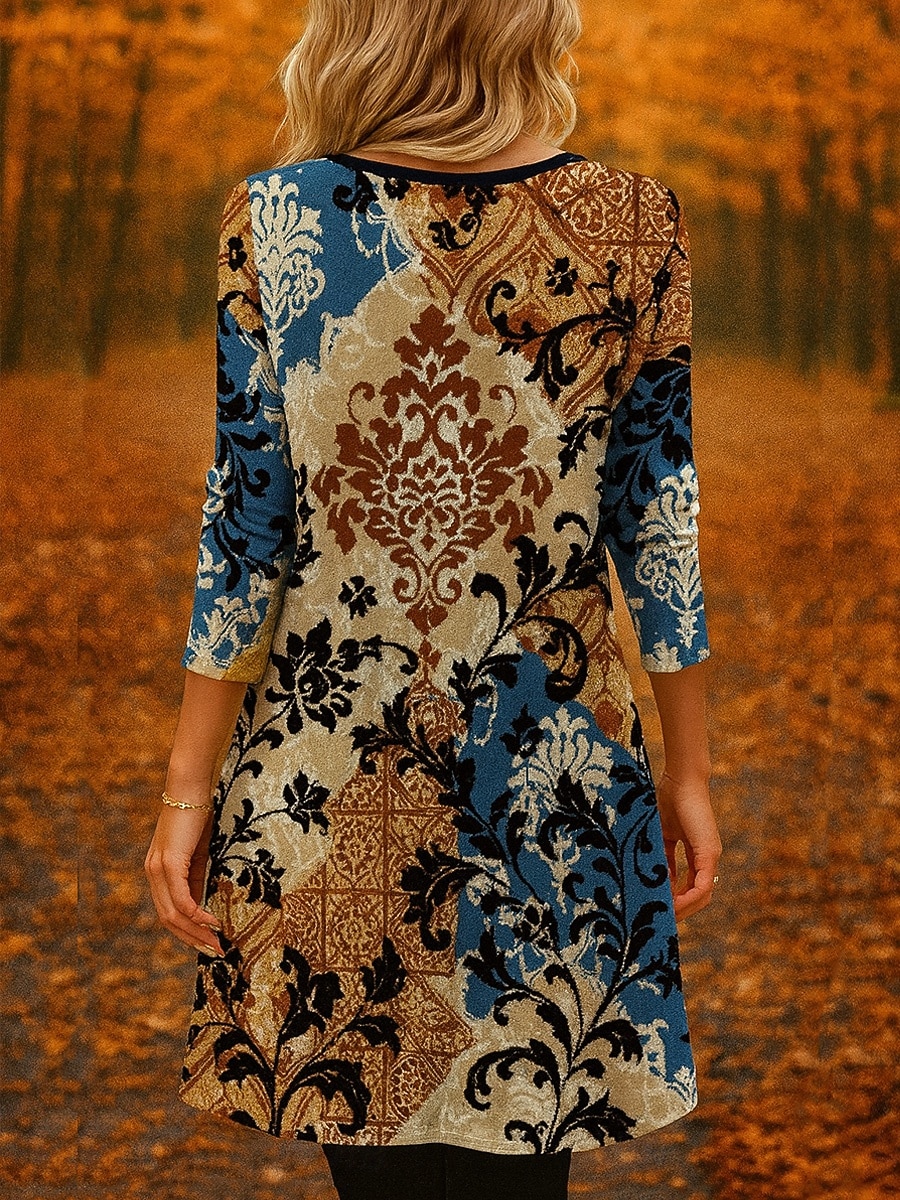 Naisten Midimekko Kotelomekko Tpaitamekko A linjainen mekko Urheilullinen mekko Loma Vapaa-aika Boheemi Päivittäin Normaali Kukka Kuvitettu Geometrinen Pitkähihainen Tiukka pyöreä kaula-aukko Vaalean 2025 - $29.99 –P2