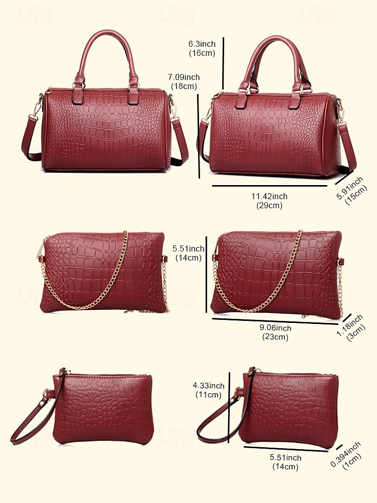 Комплект женских сумок из кожи крокодила, включающий сумку через плечо, дамскую сумочку и кошелек для монет, с элегантным и модным дизайном, подходит для официальных мероприятий и повседневного использования на работе. 2026 - $42.99 –P16